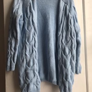 Blue cable knit cardigan